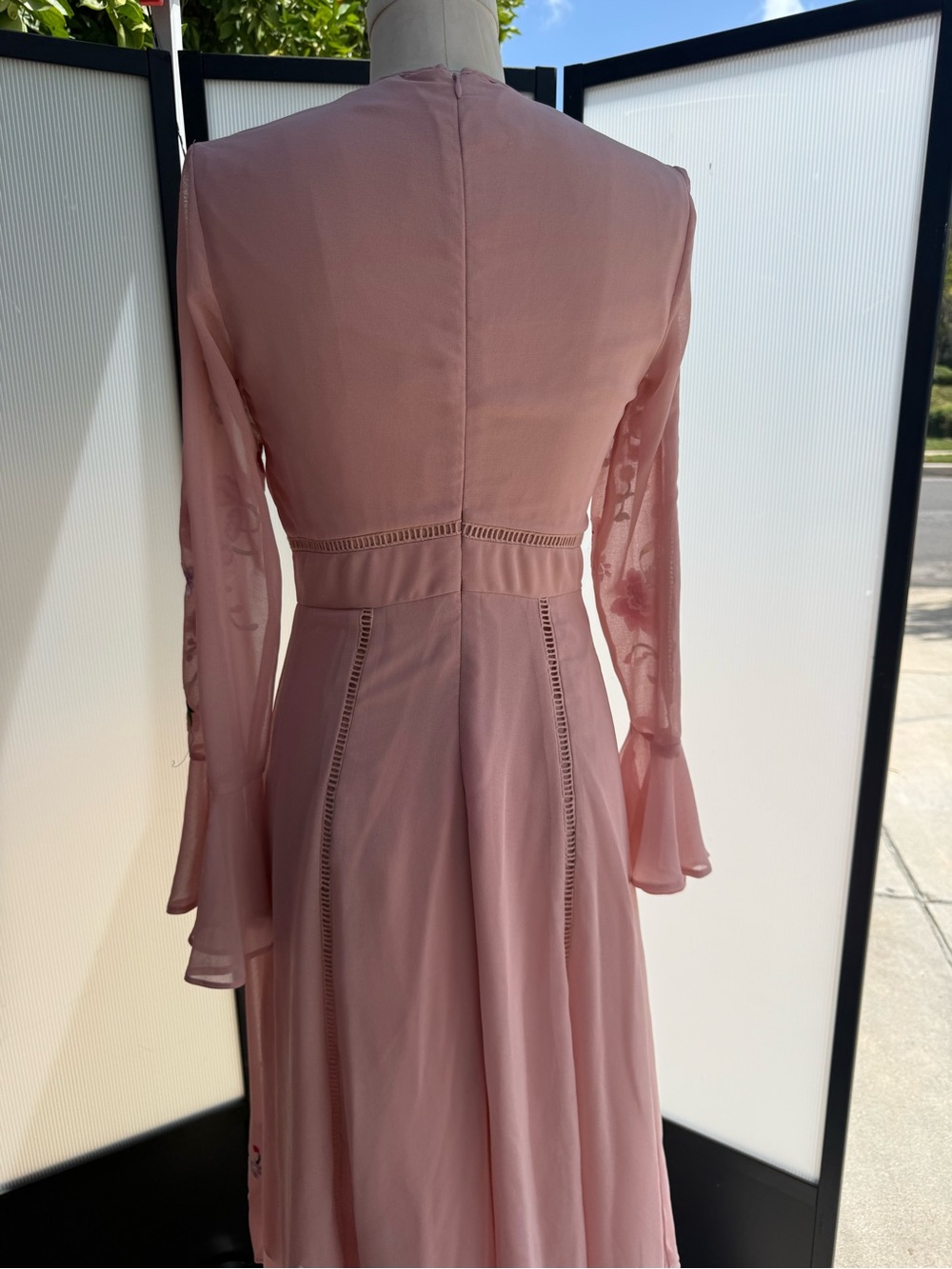 ASOS Blush Pink Floral Embroidered Long Sleeve Maxi Dress - Picture 2 of 4